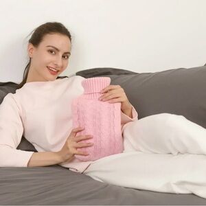 Pink Knitted Hot Water Bottle